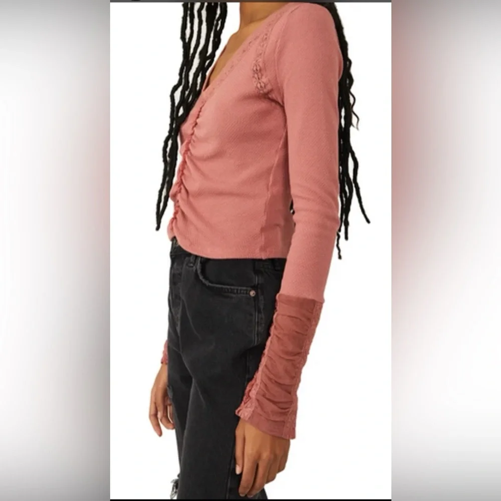 NWT Free People Wear Me Out Ruched Top Rose Smoke